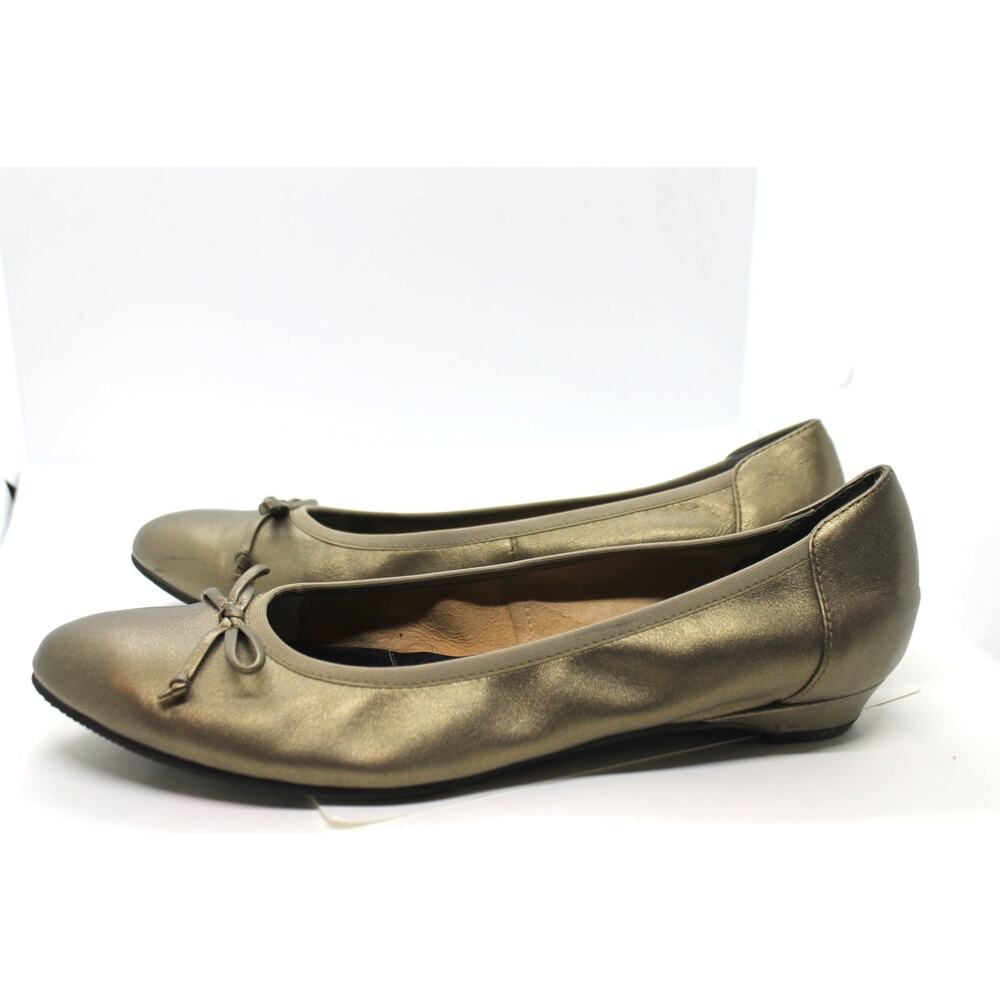 Rose Petals by Walking Cradles Gold Bow Tie Ballet Flats sz 10M
